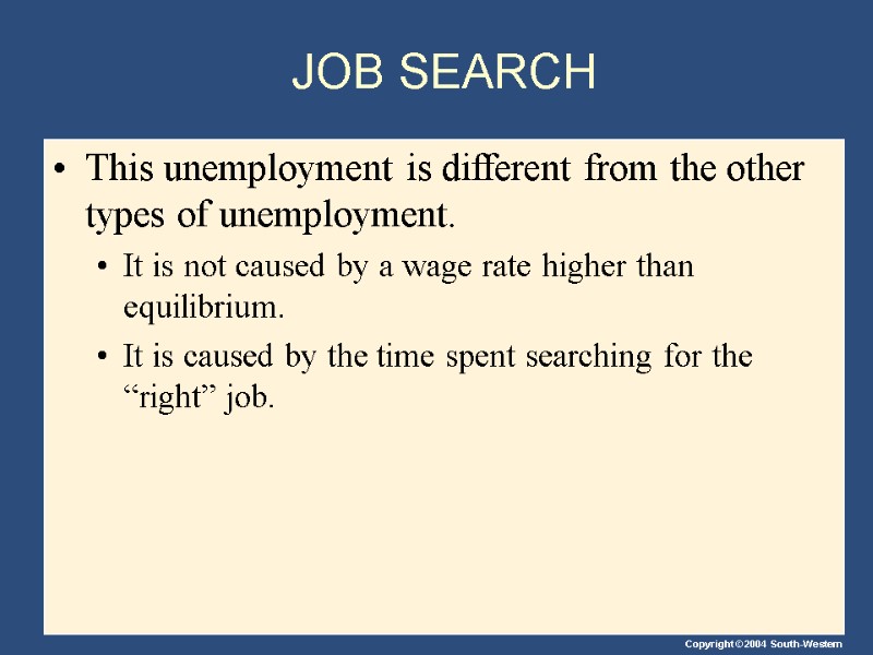 JOB SEARCH  This unemployment is different from the other types of unemployment. It